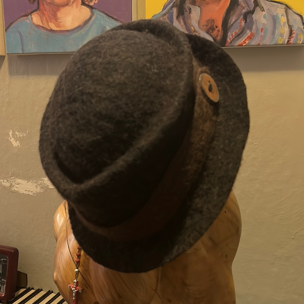 Brown Felted Wool Fedora Hat Unisex Large